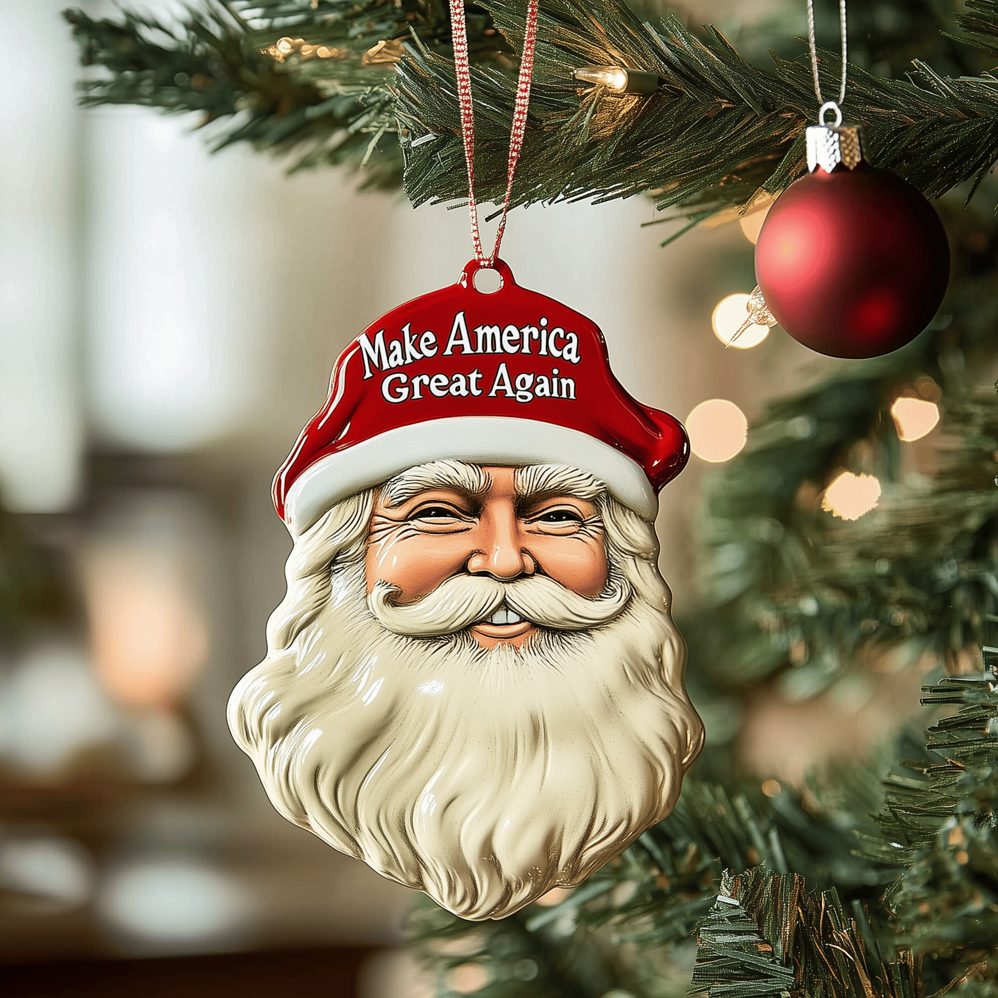 Santa Make America Great Again Mica Ornament Add a Sophisticated Touch to Your Tree with Ornaments