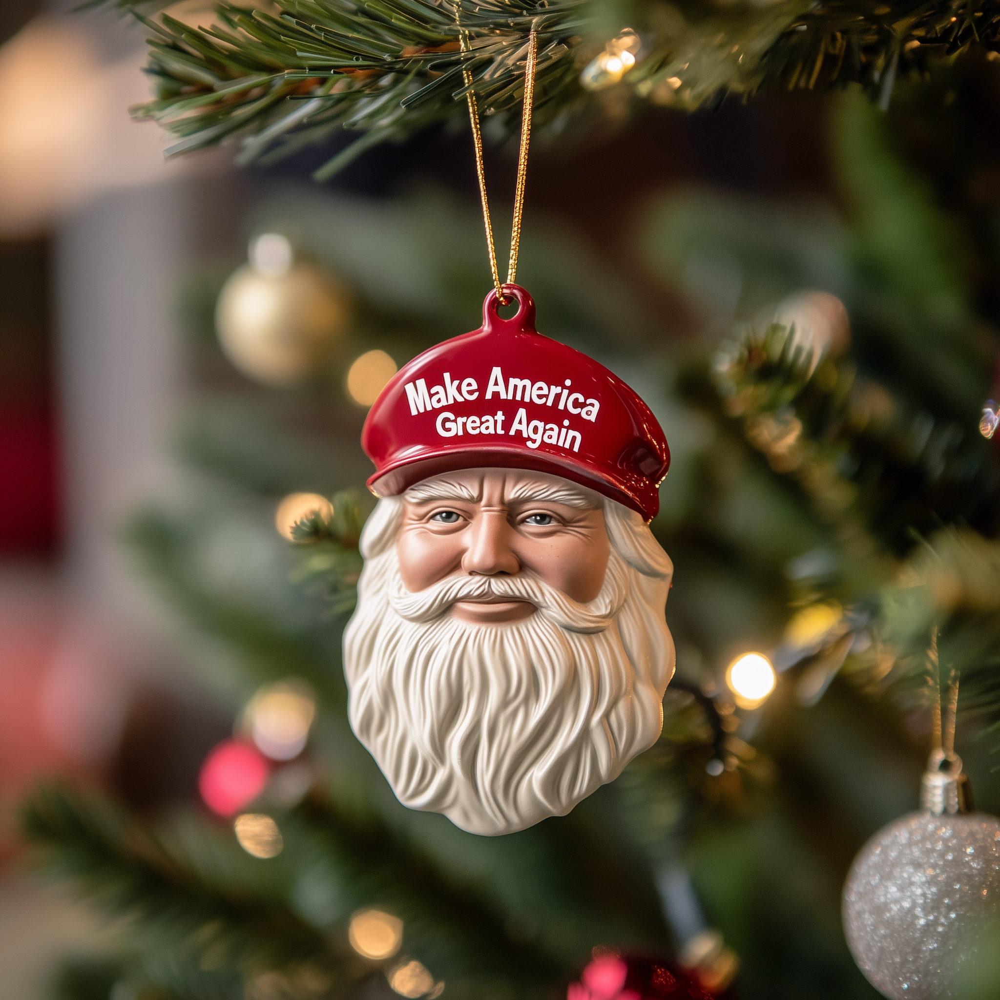 Santa Make America Great Again Mica Ornament Fun Political Santa Christmas Ornament Perfect Holiday Gift