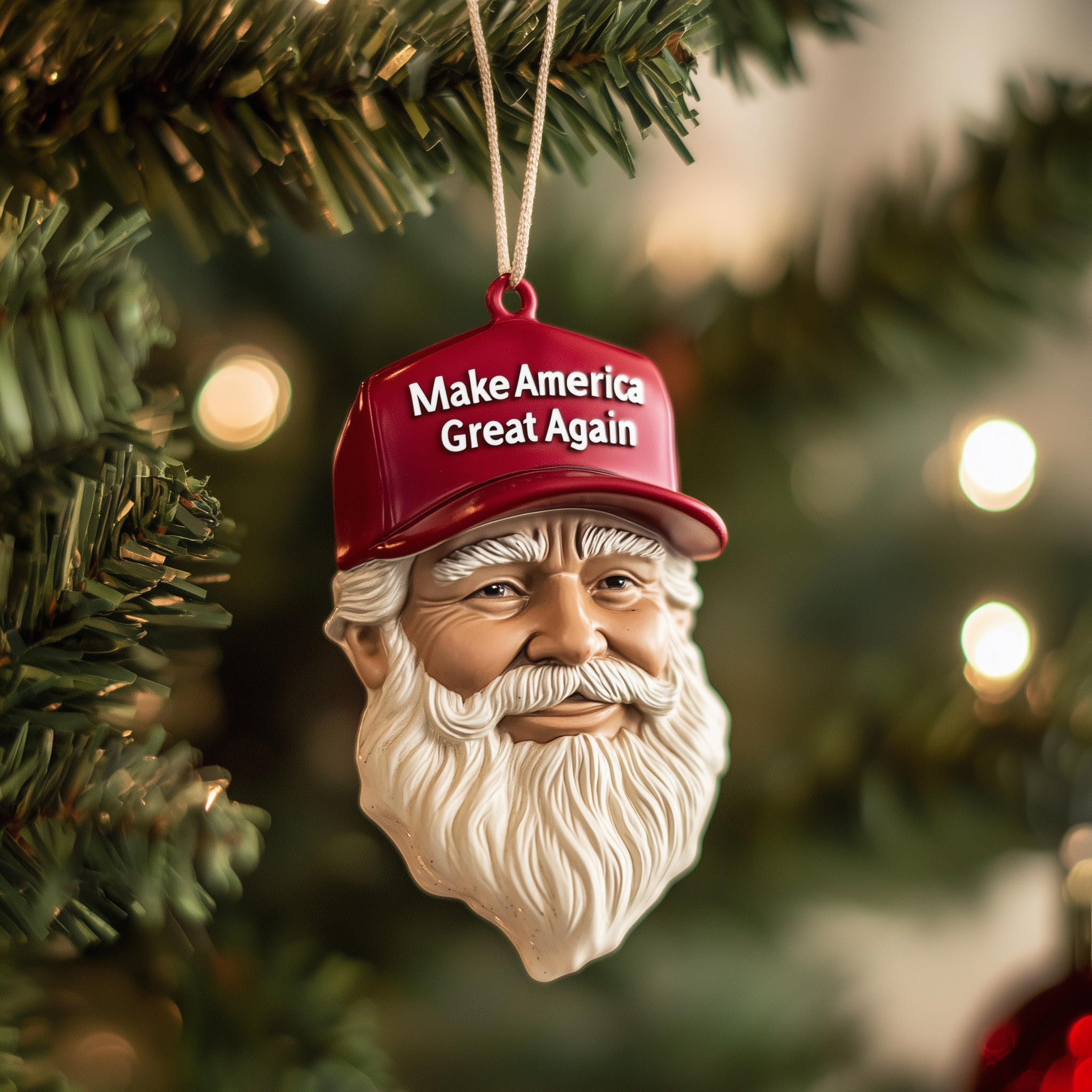 Santa Make America Great Again Mica Ornament Funny Santa Christmas Ornament Political Holiday Gift