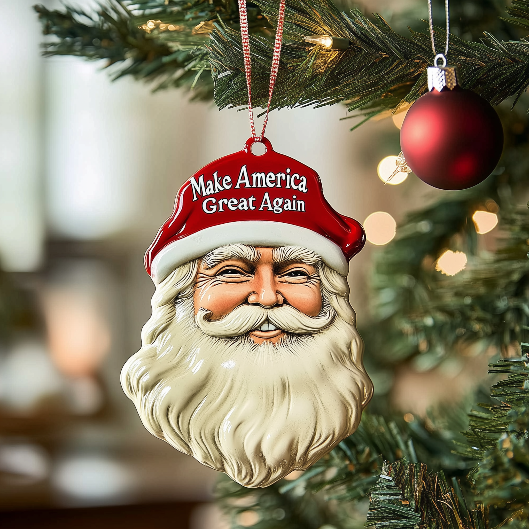 Santa Make America Great Again Mica Ornament Joyful Santa Christmas Ornament Festive Holiday Decoration