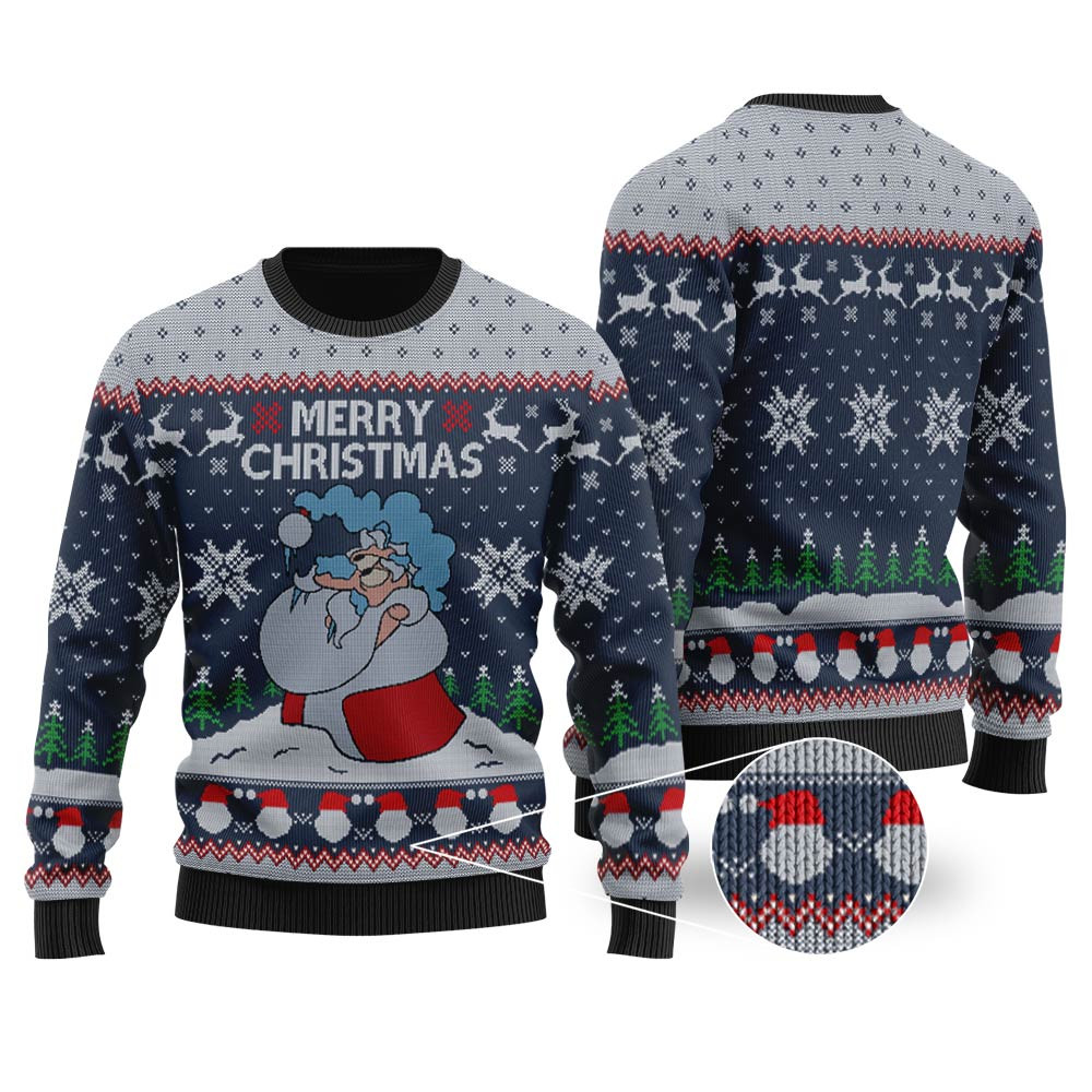 Santa Merry Christmas Ugly Sweater Navy Perfect Merch Gift for the Christmas Season