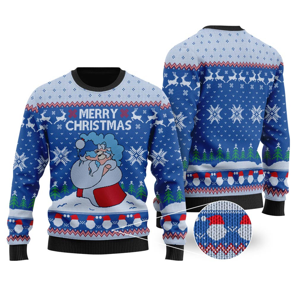 Santa Merry Christmas Ugly Sweater Royal Funny Holiday Sweater for Family Gatherings