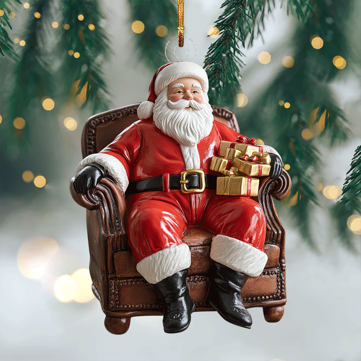 Santa Merry Surprise Mica Ornament