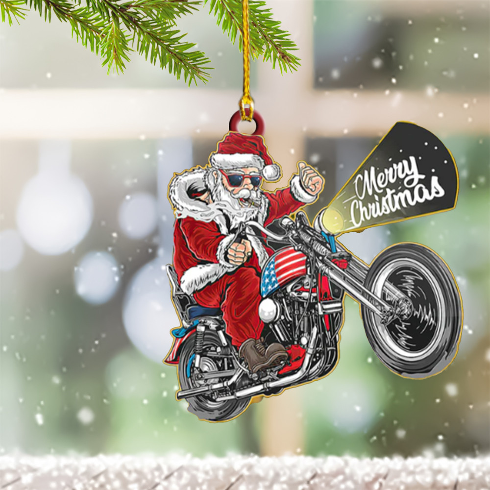 Santa Motorcycle Christmas Ornament Santa Riding A Motorcycle Ornament 2024