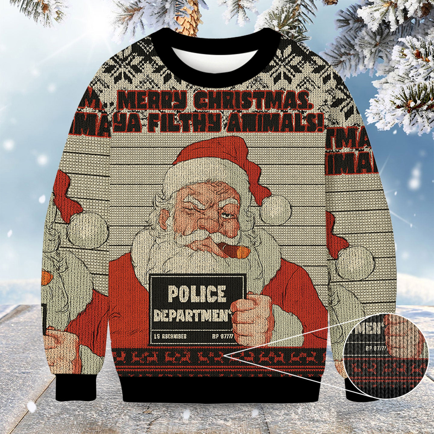 Santa Mugshot Christmas Ugly Sweater Funny Christmas Jumper Xmas Gift Ideas