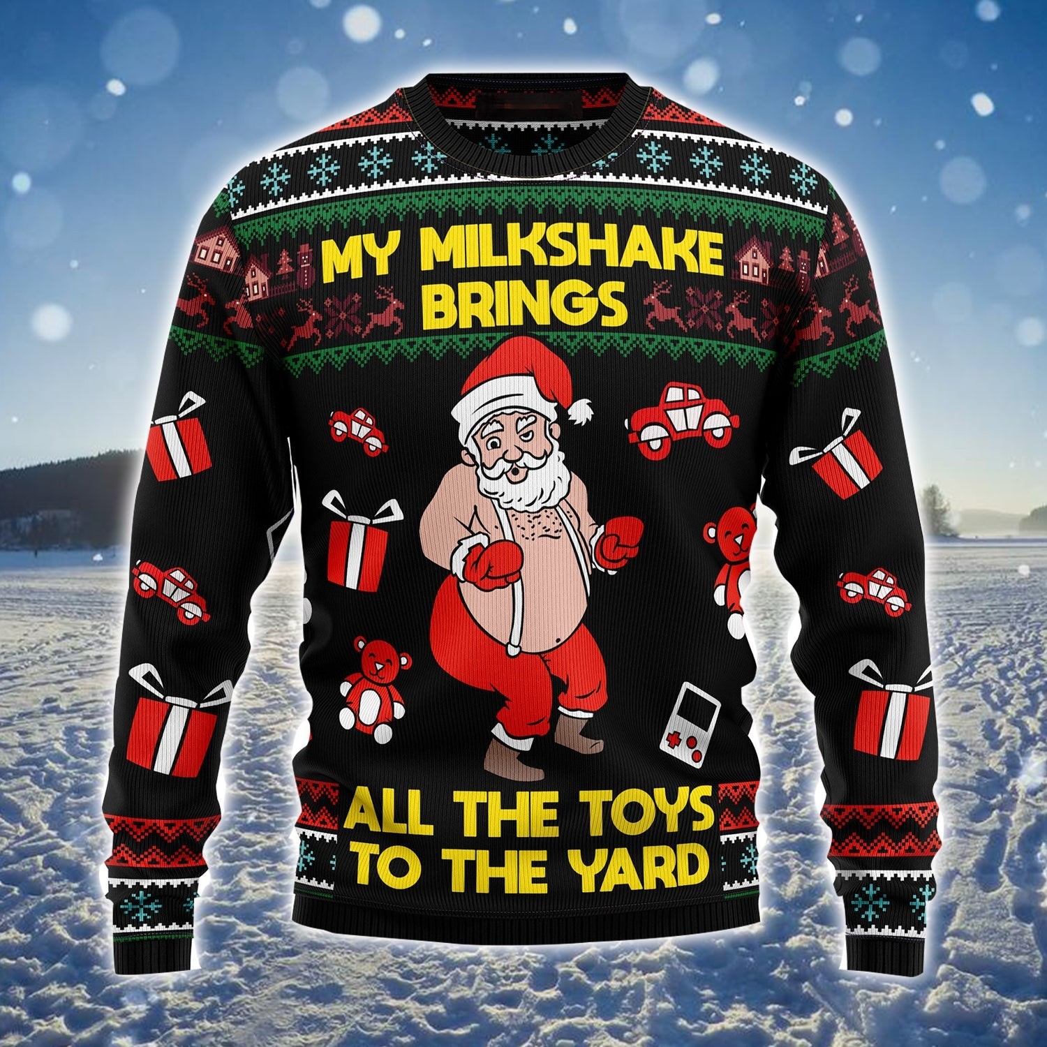 Santa My Milkshake Bring Ugly Christmas Sweater Funny Claus Jumper Winter Gifts For Son