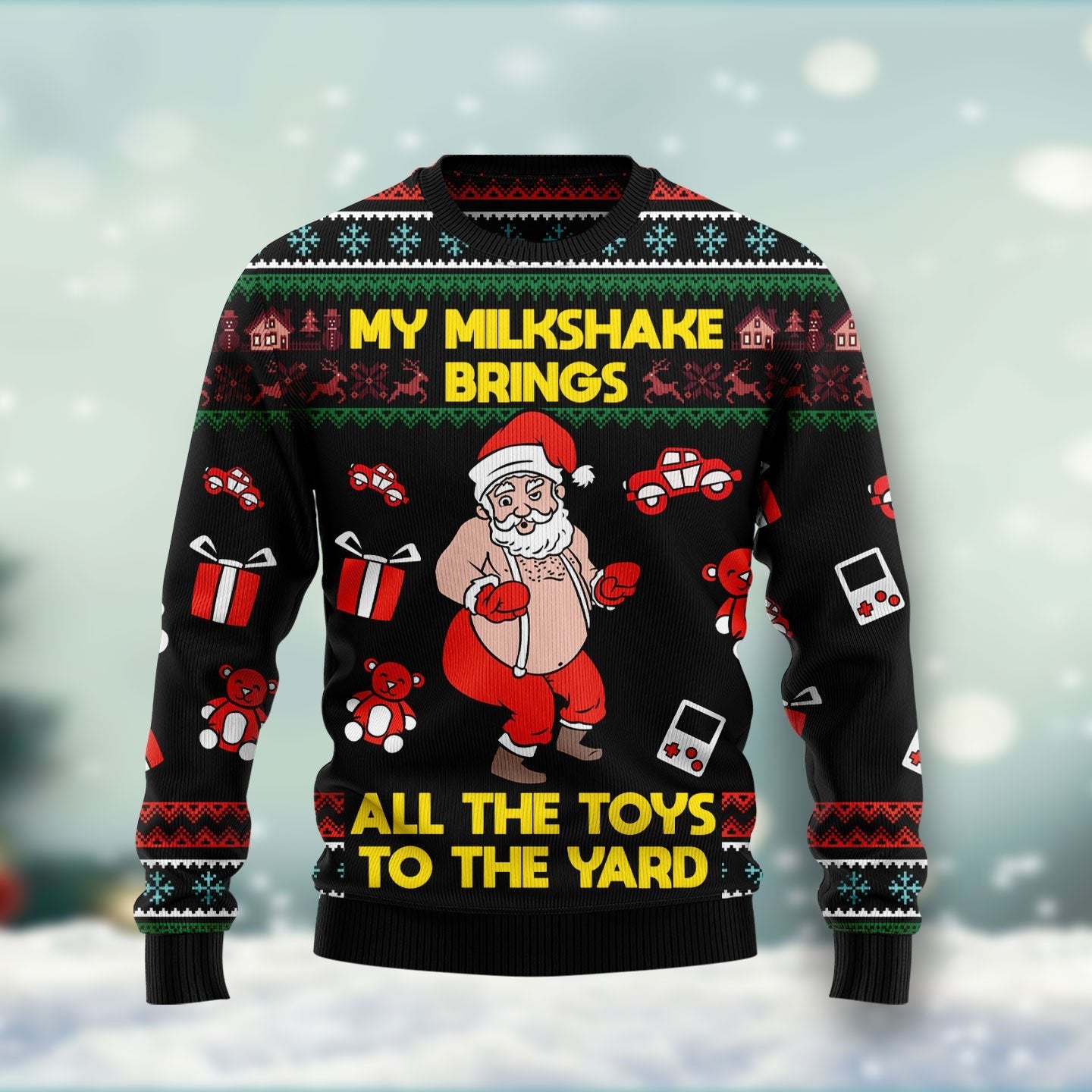 Santa My Milkshake Brings Ugly Christmas Sweater Adult Humor Xmas Sweater Gifts For Him