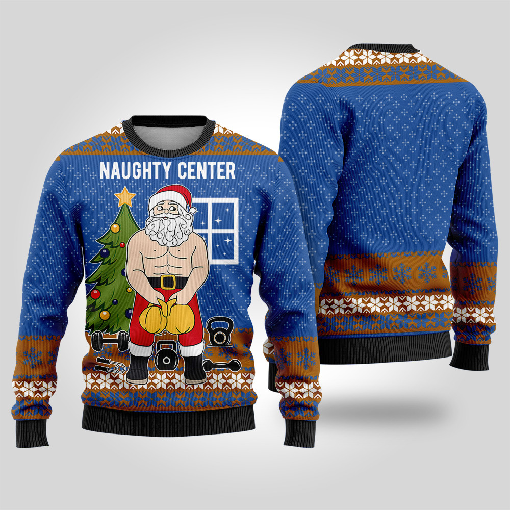 Santa Naughty Center Ugly Christmas Sweater Royal Thoughtful Winter Gift Merch for Special Moments