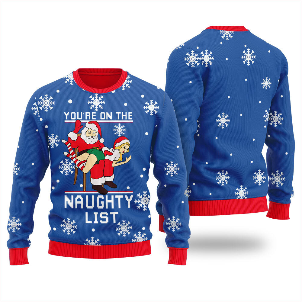 Santa Naughty List Christmas Sweater Men Comfortable Holiday Sweater for Chilly Nights