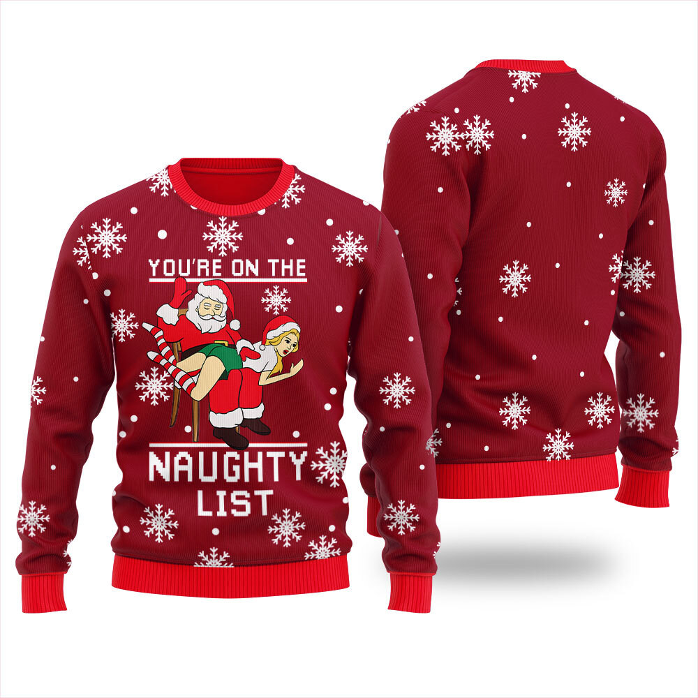 Santa Naughty List Christmas Ugly Sweater Womens Trending Christmas Merch Gift 2025 Collection