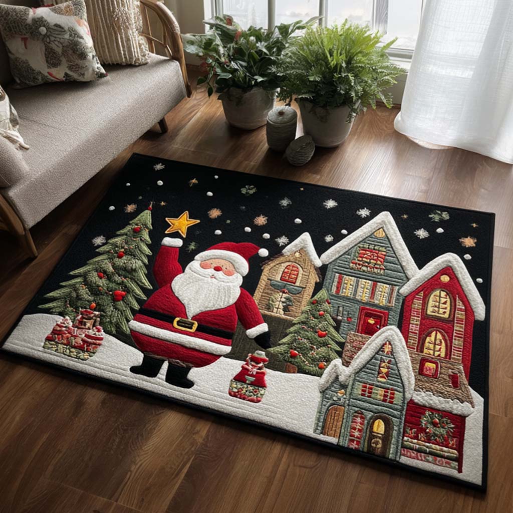 Santa Night Area Rug Washable Kitchen Rugs Xmas Present For Uncle