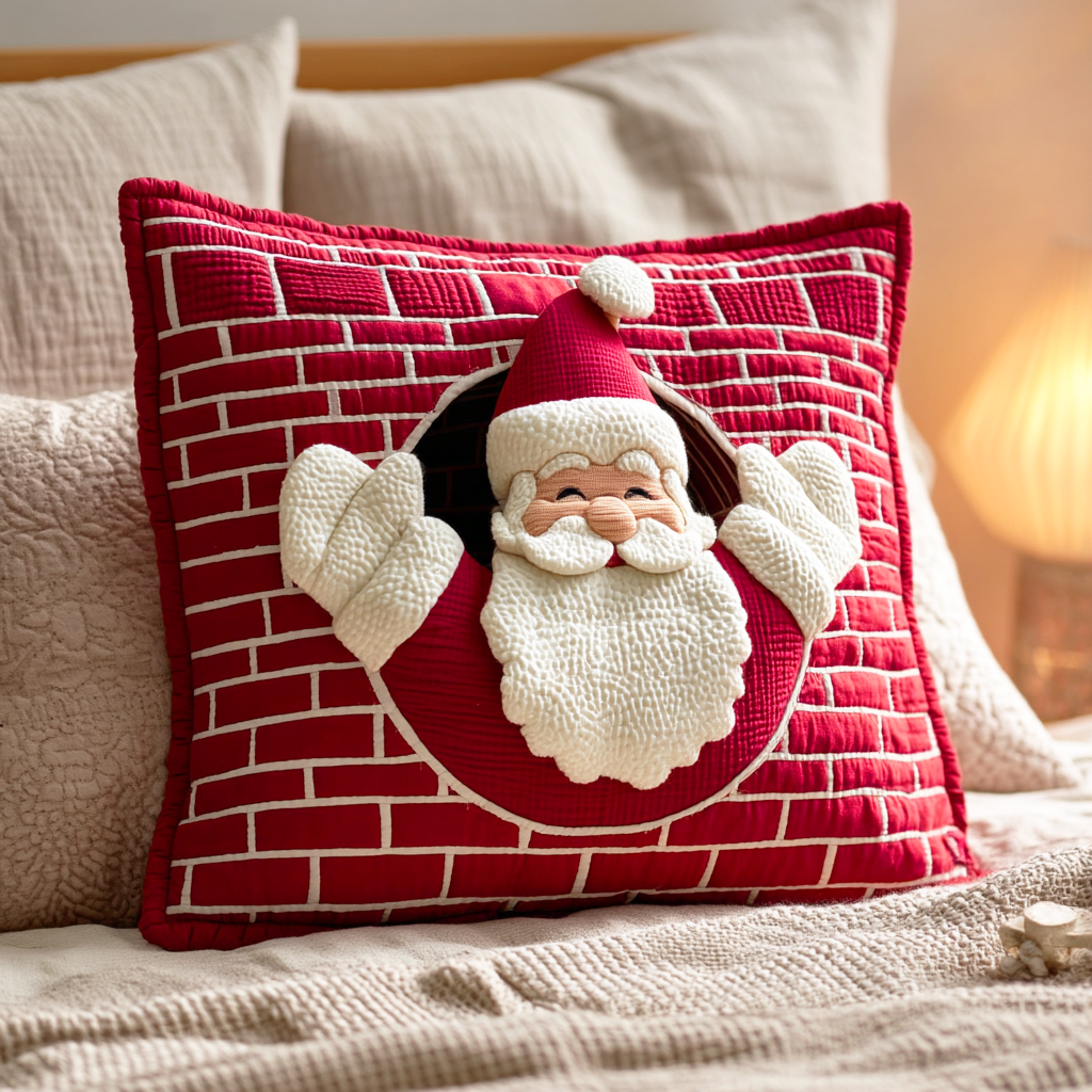 Santa Night Quilted Pillow Case Christmas Pillow Case Covers Secret Santa Gifts