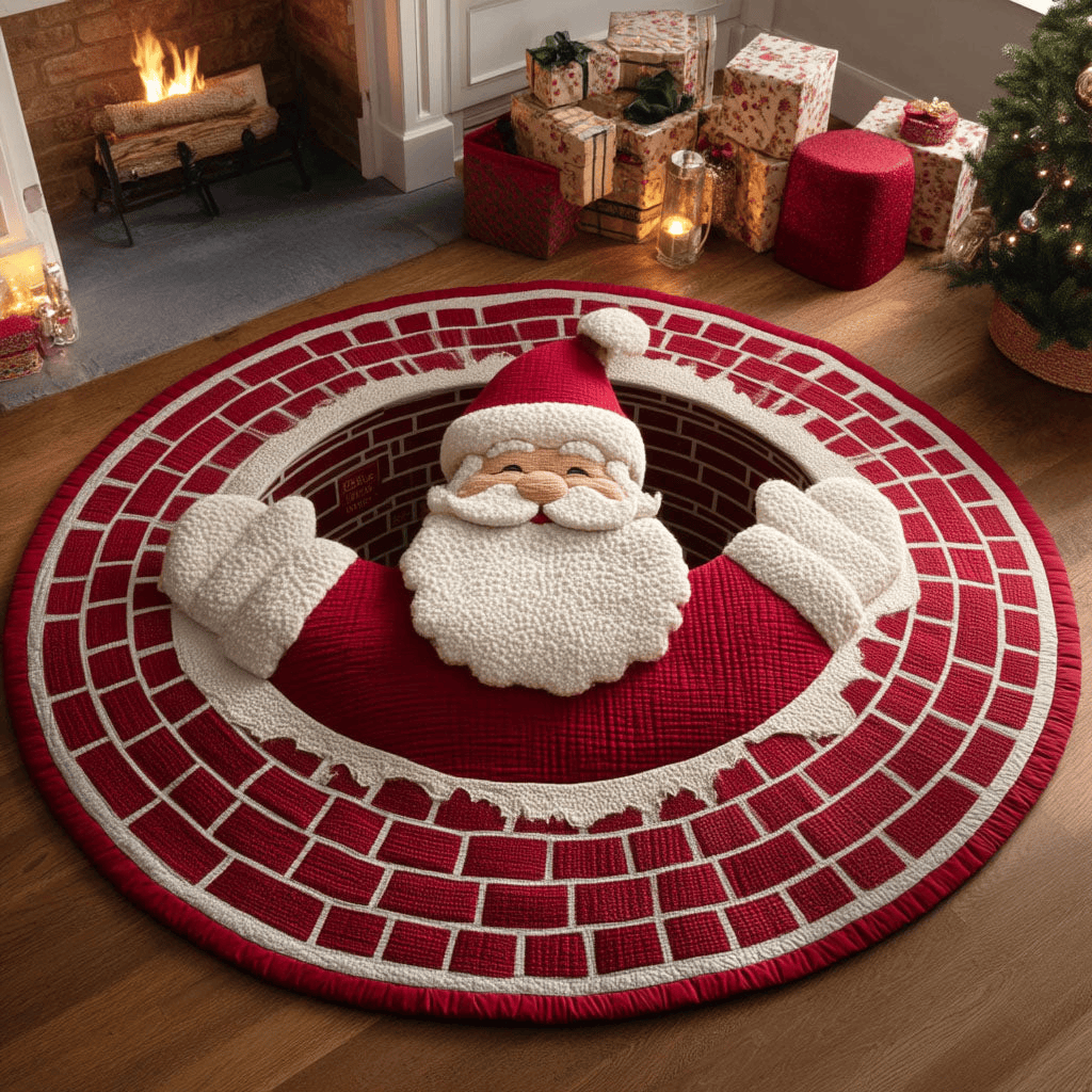 Santa Night Quilted Round Mat Christmas Round Mat Secret Santa Gifts For Adults