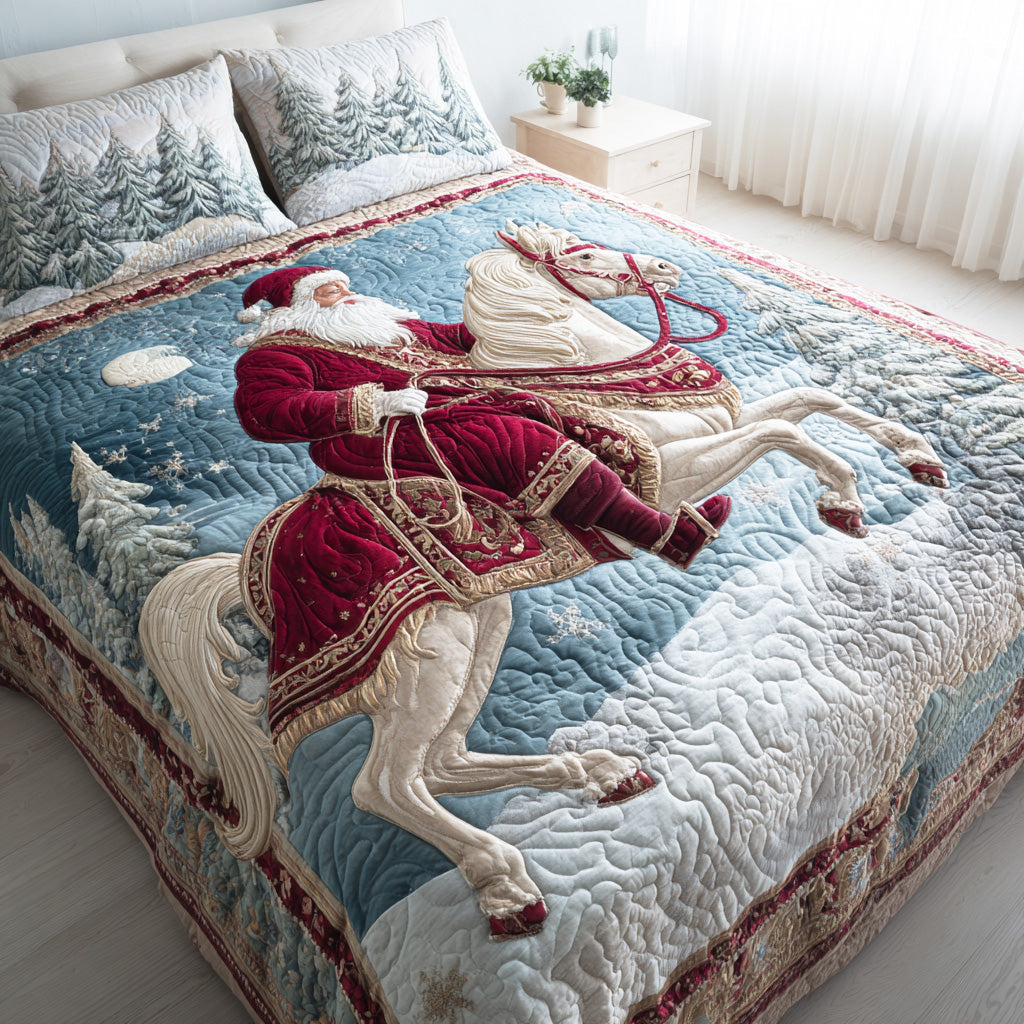 Santa Night Ride Quilted Bedding Set Holiday Duvet Covers Christmas Gifts For Men