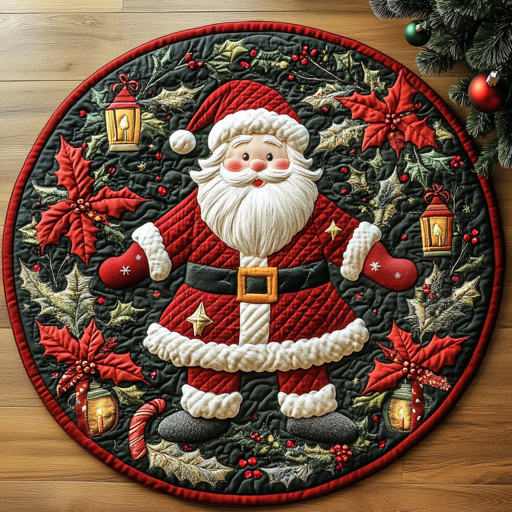 Santa Nights Quilted Round Mat Door Entrance Decor Very Funny Secret Santa Gifts