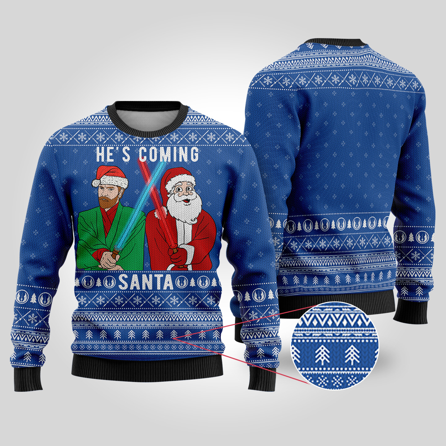 Santa Obiwan Kenobi Ugly Christmas Sweater Royal Custom Christmas Sweatshirt for Family Matching