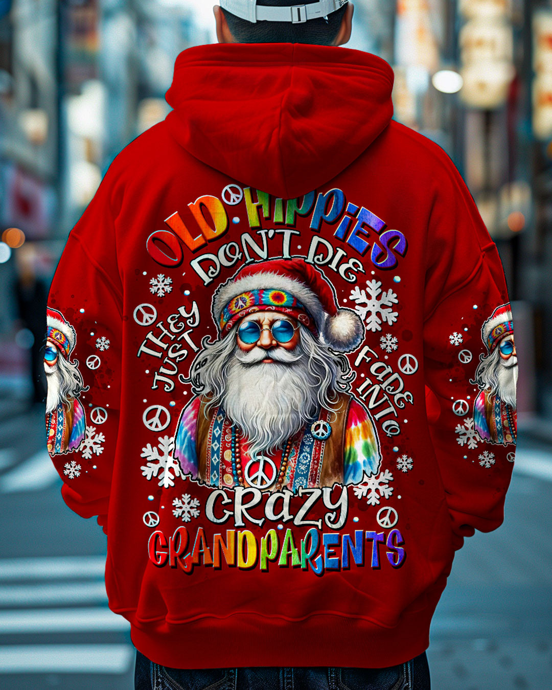 Santa Old Hippies Don't Die Christmas Hoodie Funny Hippie Santa Xmas Lovely Gifts