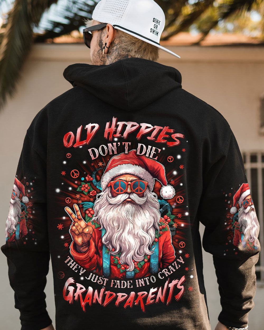 Santa Old Hippies Don't Die Christmas Hoodie Santa Clothing Xmas Gifts For Hippie Lovers