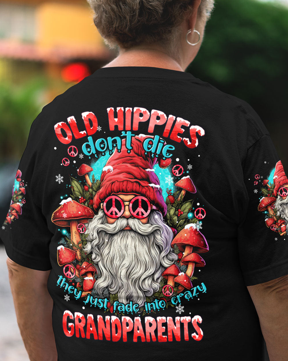 Santa Old Hippies Mushroom Christmas T-Shirt Crazy Grandparents Apparel Xmas Gifts