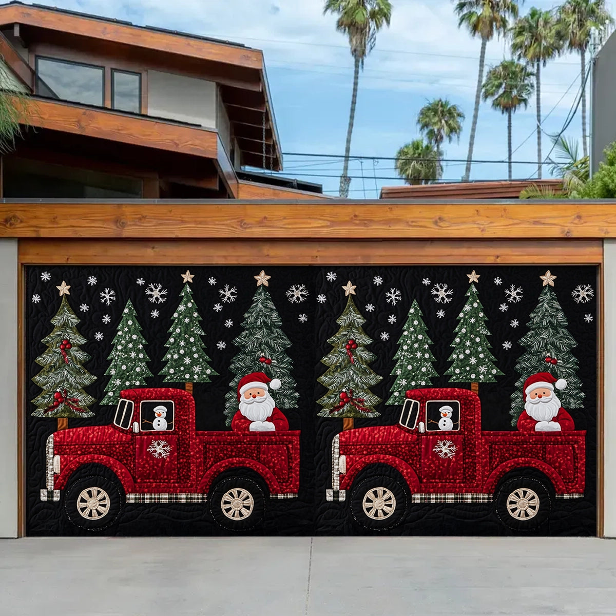 Santa On Red Truck Christmas Garage Door Banner Holiday Decor Christmas Gifts For Santa Lovers