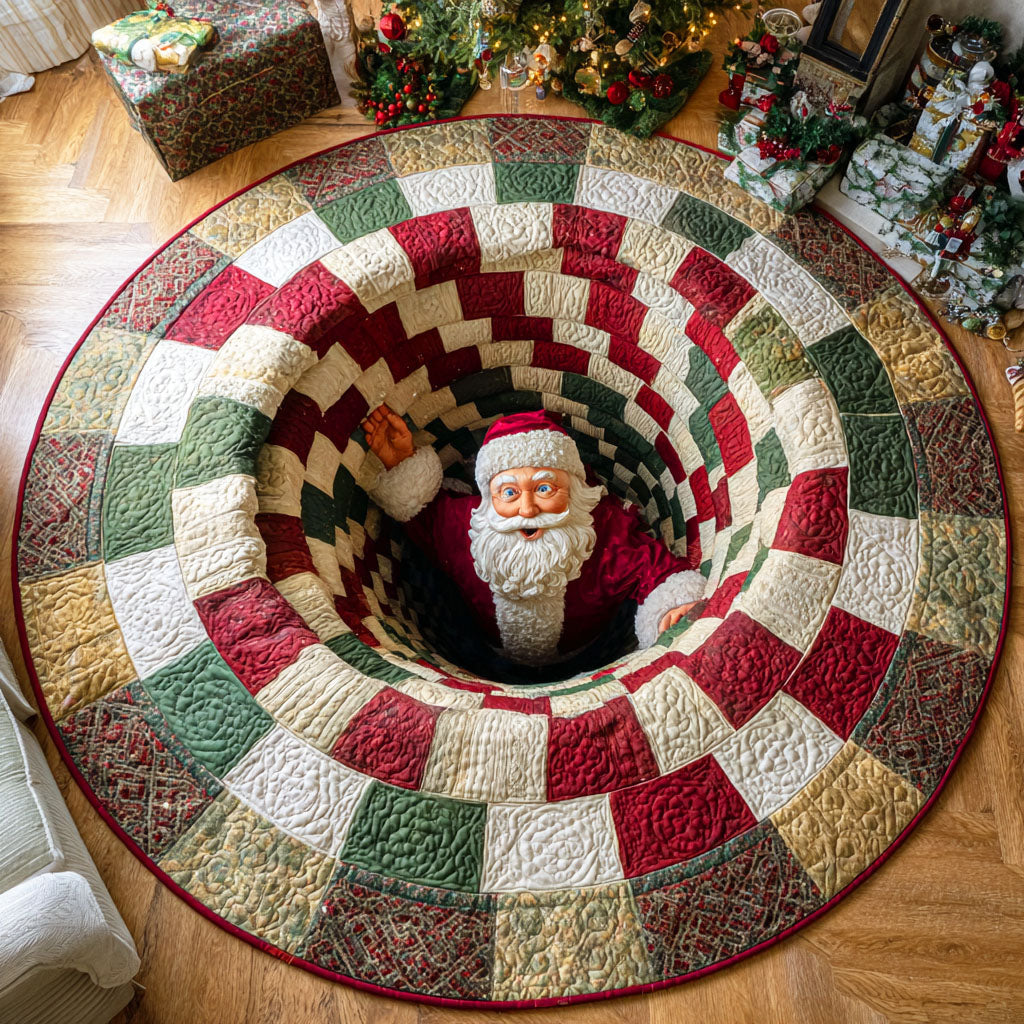 Santa Parade Quilted Round Mat Holiday Season Round Mat Unique Christmas Gifts for Mom