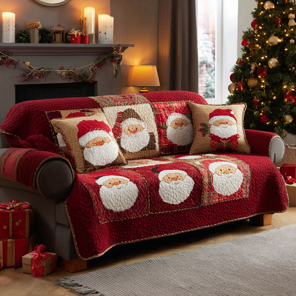 Santa Parade Quilted Sofa Cover Holiday Living Decorations Gifts For Mom