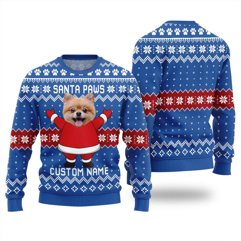Santa Paws Custom Pet Ugly Sweater Women Ugly Christmas Sweaters For Sale