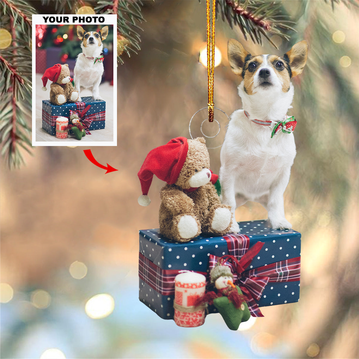 Santa Paws Personalized Photo Mica Ornament Gift For Pet Lovers Pet Owners Family members
