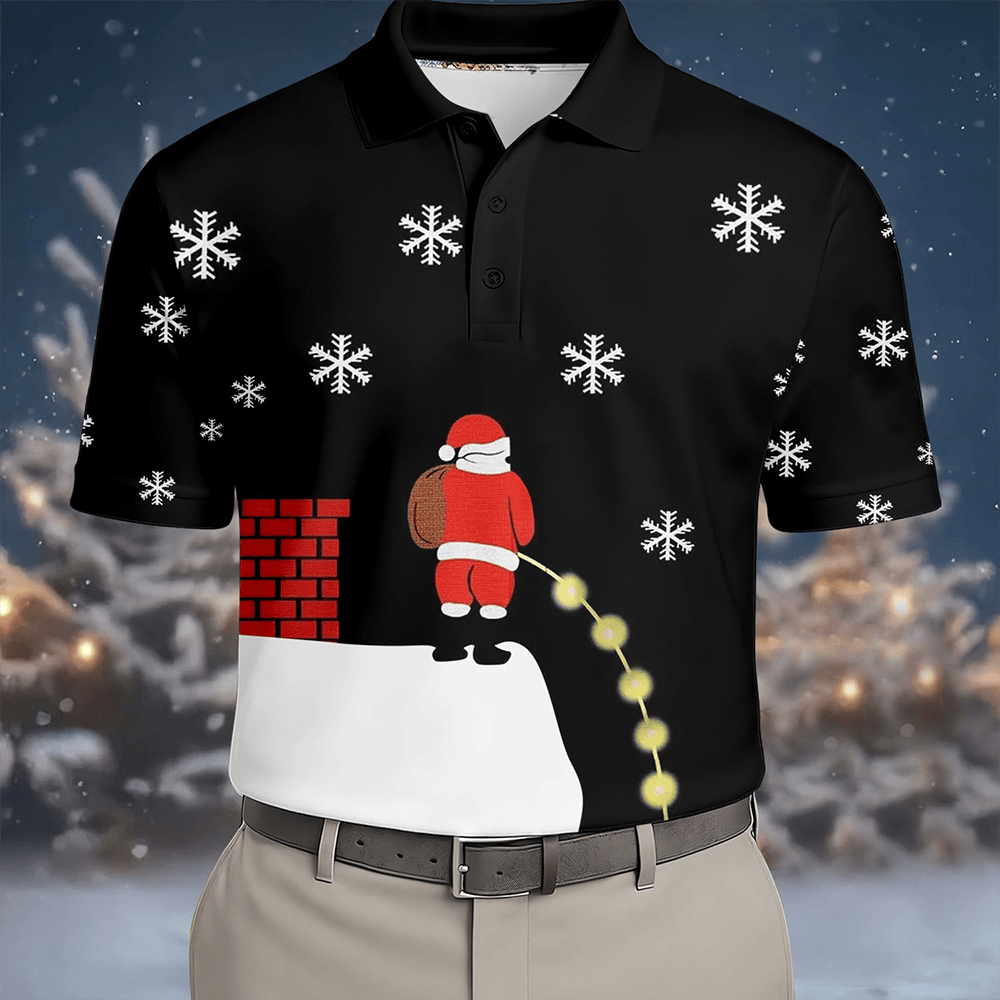 Santa Peeing Christmas Golf Polo Shirt Golf Themed Shirt Christmas Presents For Santa Lovers