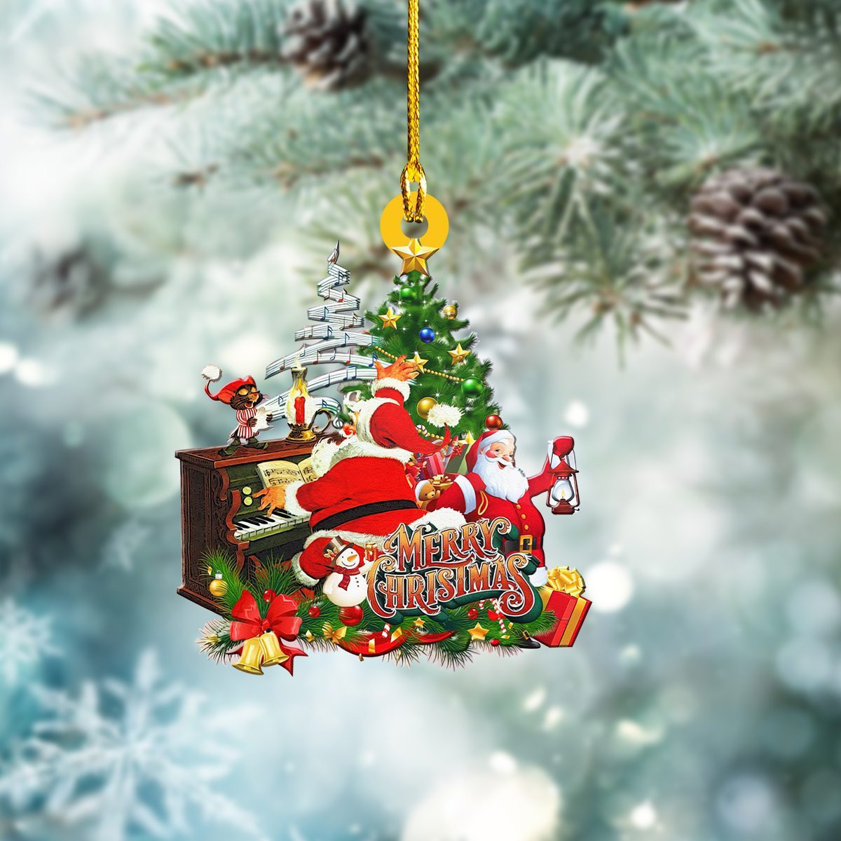Santa Playing Piano Merry Christmas Ornament Santa Claus Christmas Ornament Xmas Gifts For Him