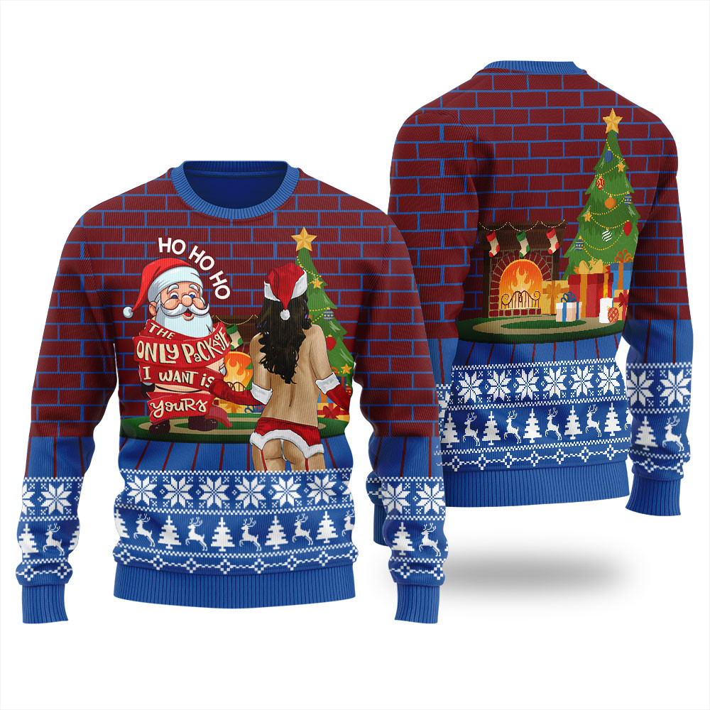 Santa Playing With Hotgirl Ugly Ho Ho Ho Sweater For Women Best Christmas Merch Gift for Family and Friends
