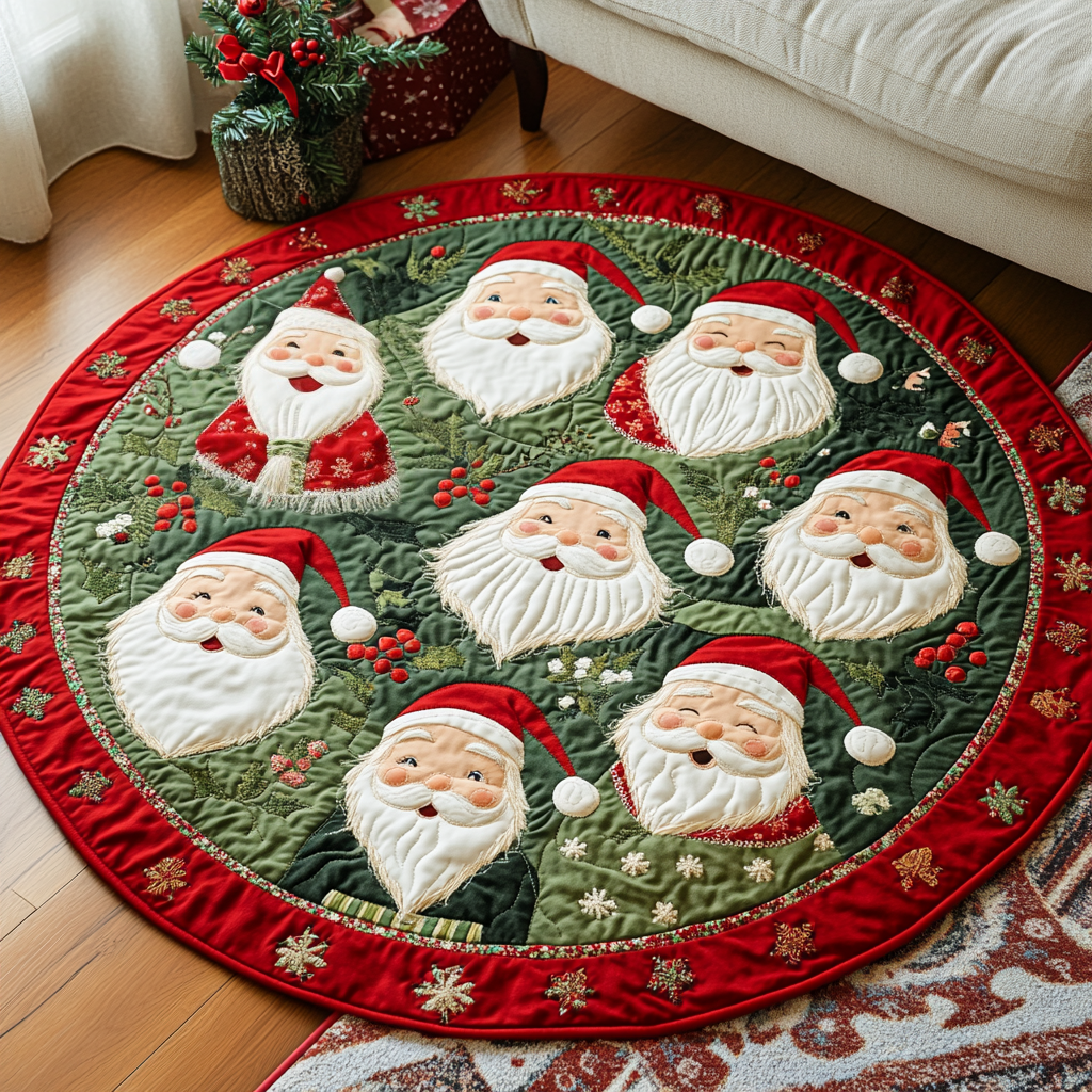 Santa Quilted Round Mat Entryway Decor Male Gifts For Secret Santa