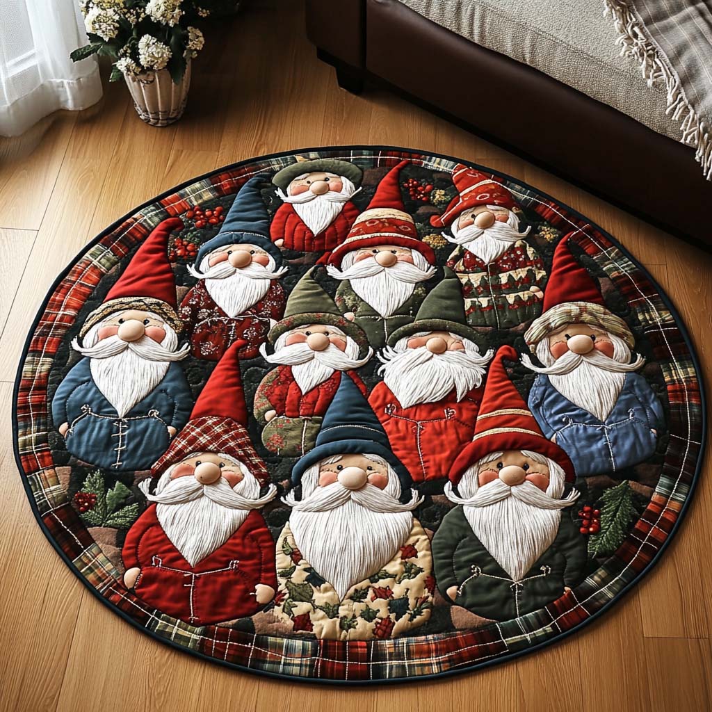 Santa Quilted Round Mat Home Front Door Design Christmas Present For Brother In Law