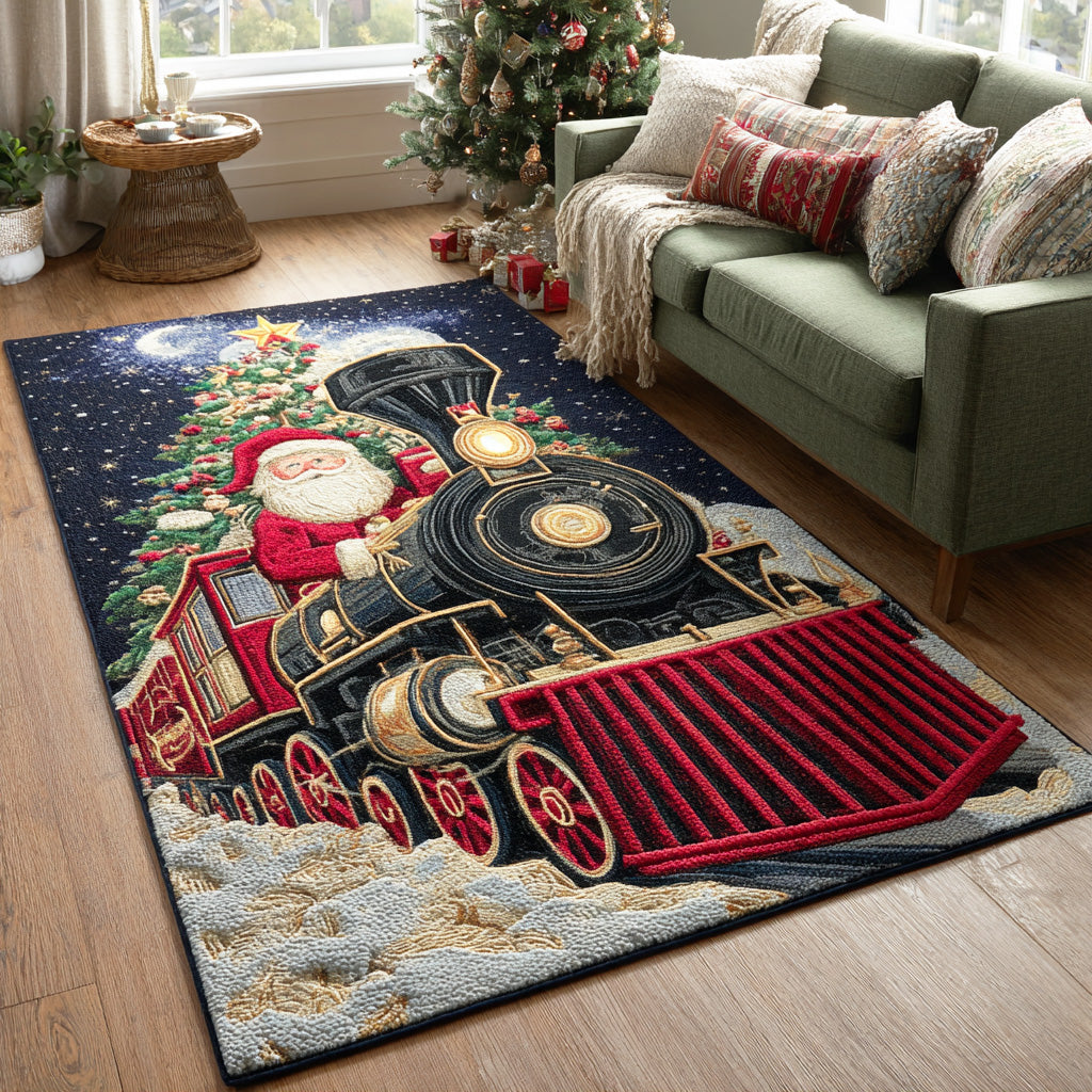 Santa Rail Journey Area Rug Christmas Decor For Entryway Christmas Presents For Son In Law