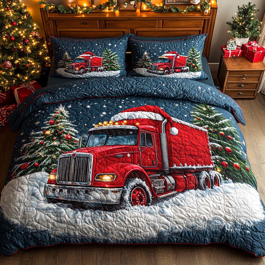 Santa Red Express Quilted Bedding Set Holiday Duvet Covers Best Holiday Gifts 2025