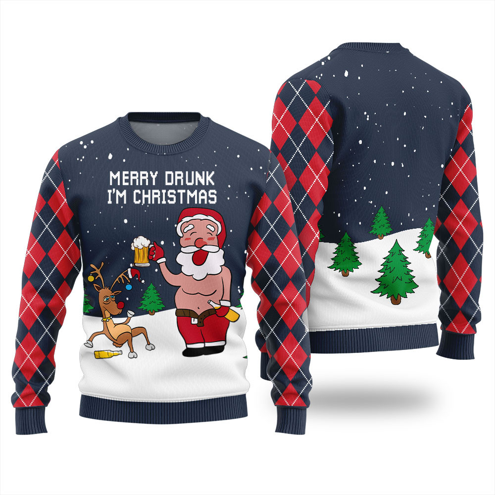 Santa Reindeer Drunk Christmas Ugly Sweater Womens Holiday Gift Merch That Everyone Will Adore