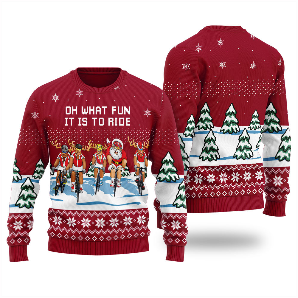 Santa Reindeer Marathon Mens Ugly Christmas Sweater Trendy Winter Sweatshirt for Cozy Moments