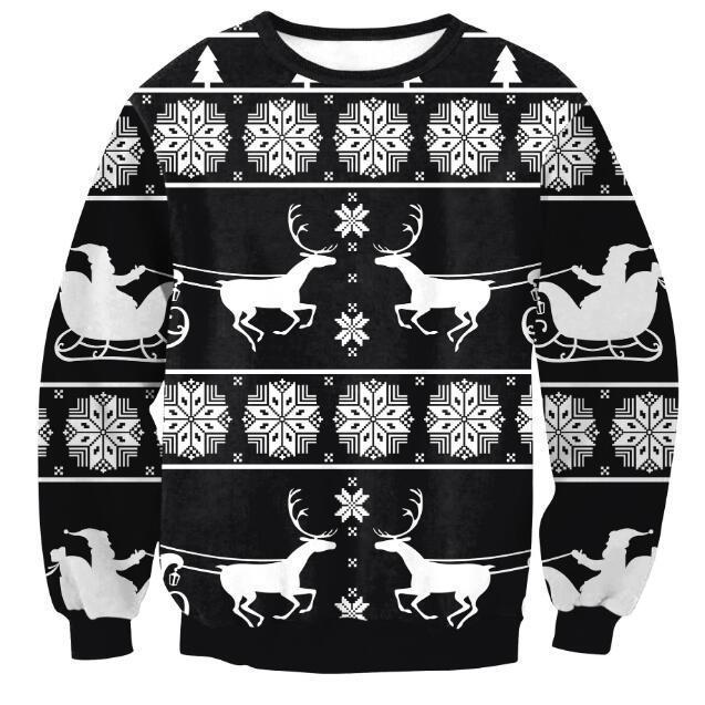 Santa Riding Reindeer Ugly Christmas Sweater Great Xmas Holiday Jumper Gifts For Him