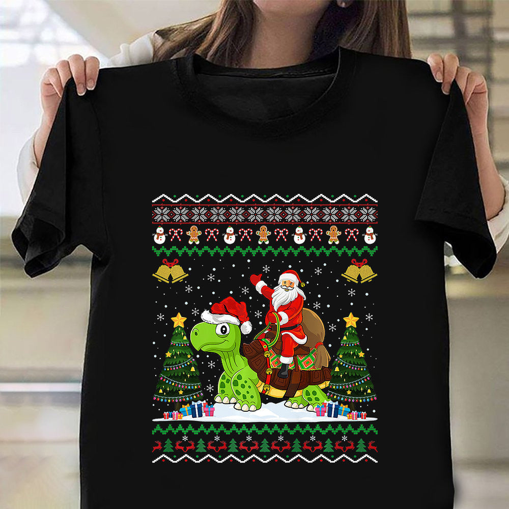 Santa Riding Turtle Christmas Shirt Turtle Lovers Ugly Christmas Sweater T-Shirt Xmas Gifts Santa Riding Turtle Christmas Shirt Turtle Lovers Ugly Christmas Sweater T-Shirt Xmas Gifts