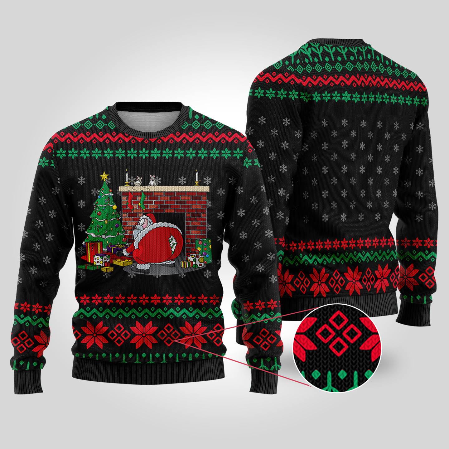 Santa Rip Pants Black Ugly Christmas Sweater Festive Sweatshirt for Christmas Celebrations