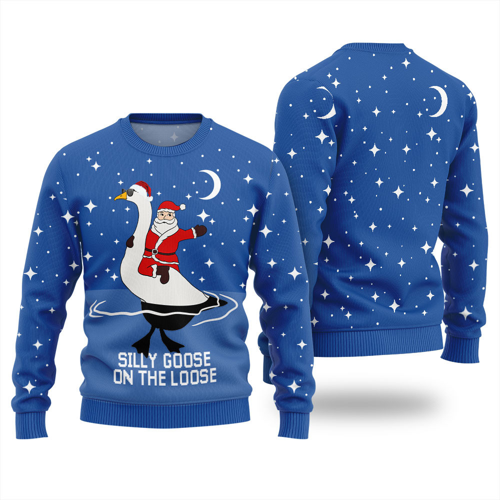 Santa Rising Goose Ugly Christmas Sweater For Women Casual Winter Sweatshirt for Daily Comfort