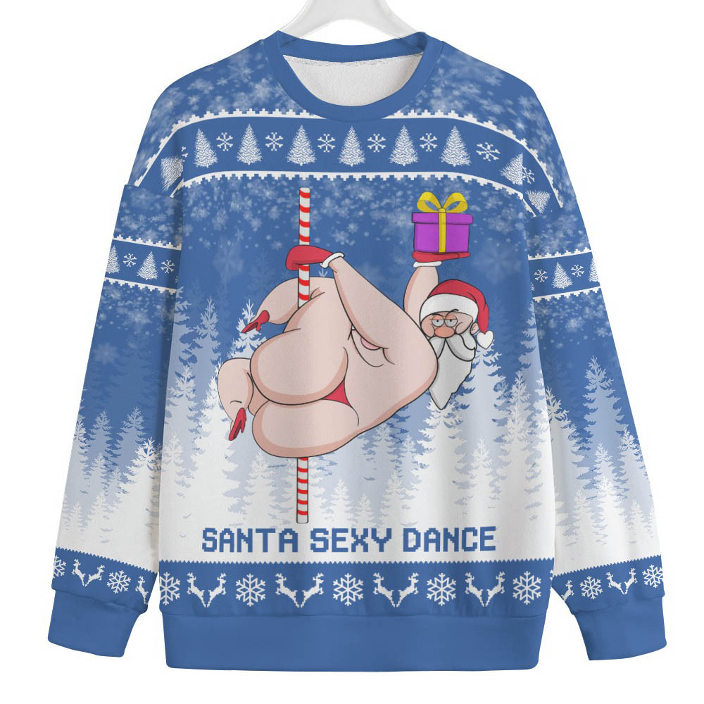 Santa Sexy Dance Mens Big And Tall Christmas Sweater Unique Holiday Sweater Gift Idea for Loved Ones