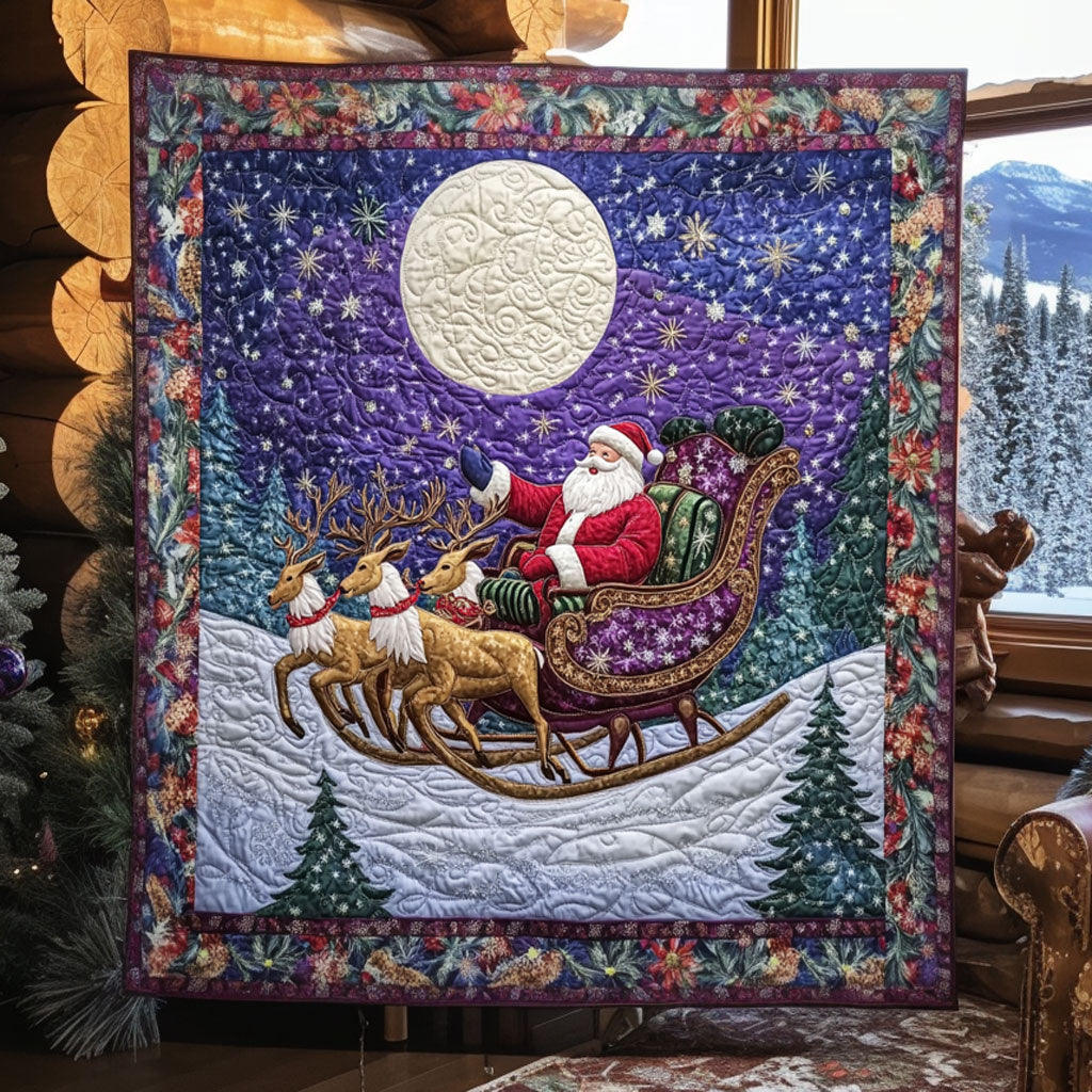 Santa Silver Moon Quilt Blanket Deer Throw Blanket Christmas Presents For Deer Hunters