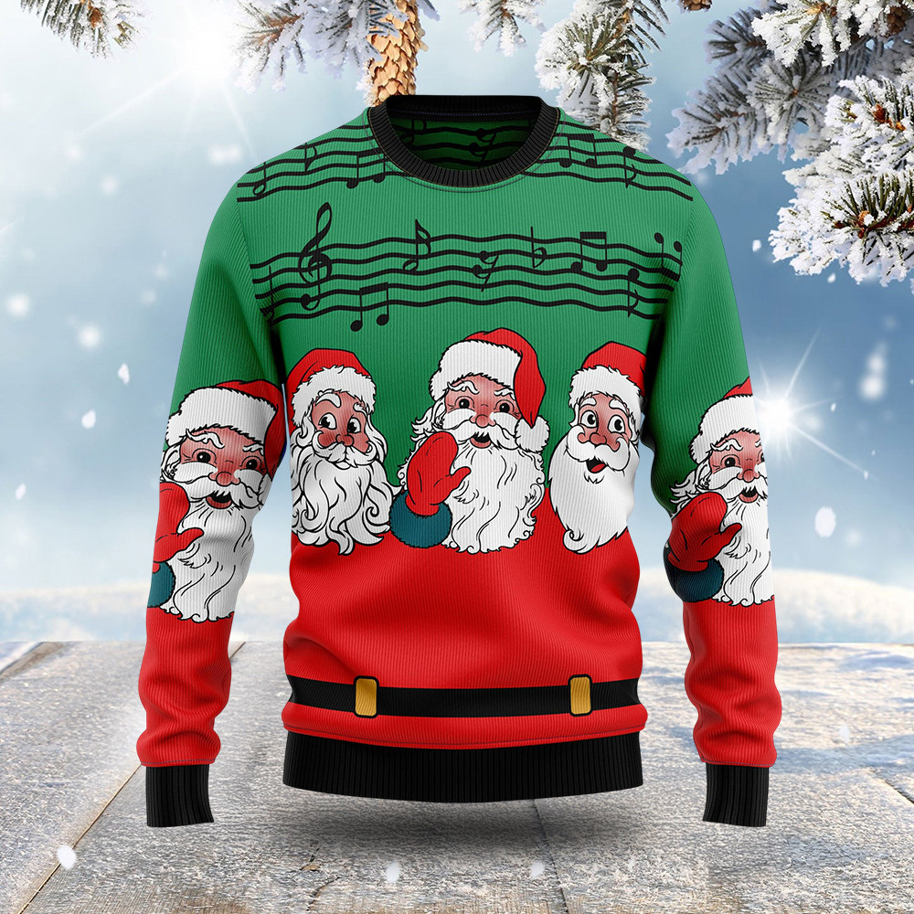 Santa Singing Ugly Christmas Sweater Christmas Clothing Presents For Music Lovers
