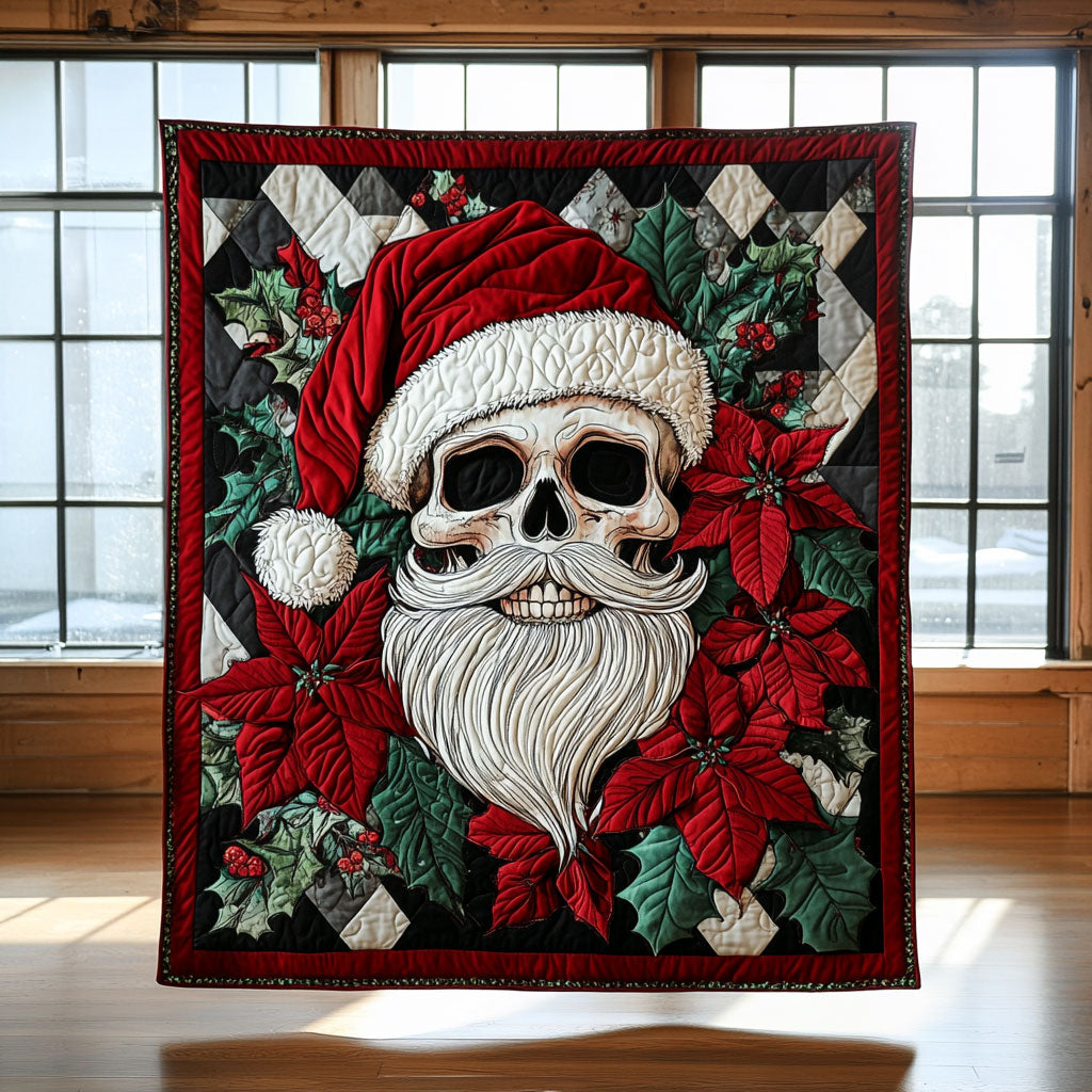 Santa Skull Cheer Quilt Elegant Quilt Blanket for Relaxing Evenings