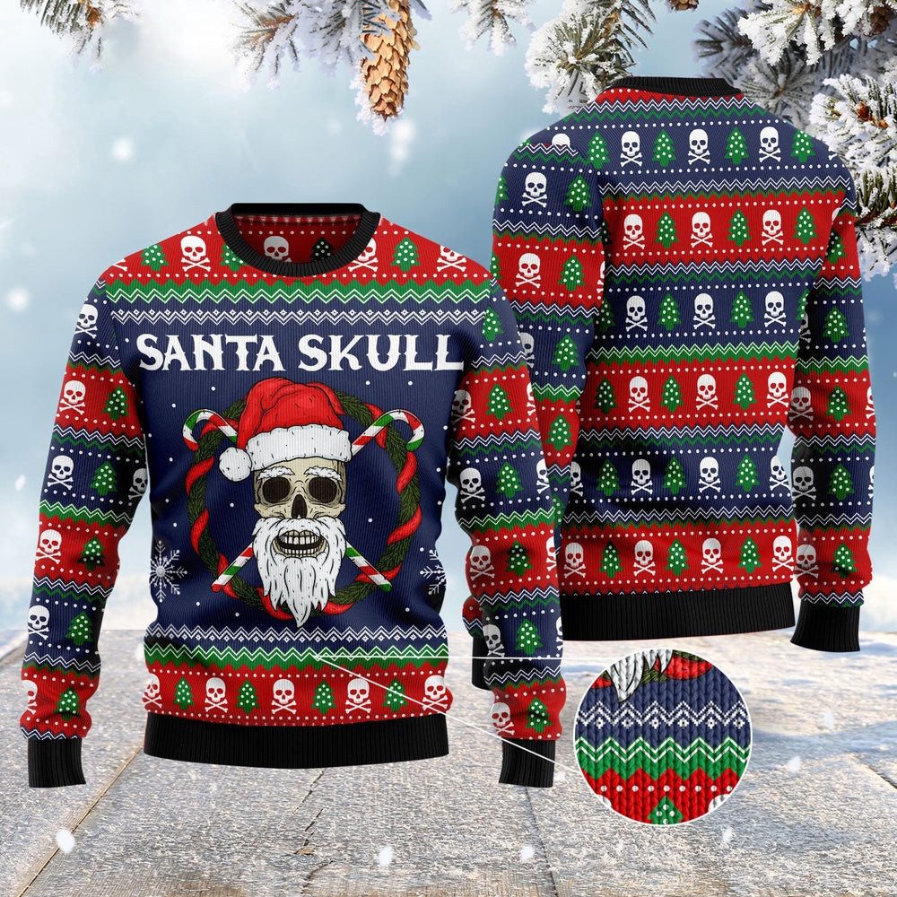 Santa Skull Funny Ugly Christmas Sweater Funny Ugly Christmas Sweater Cool Christmas Gifts