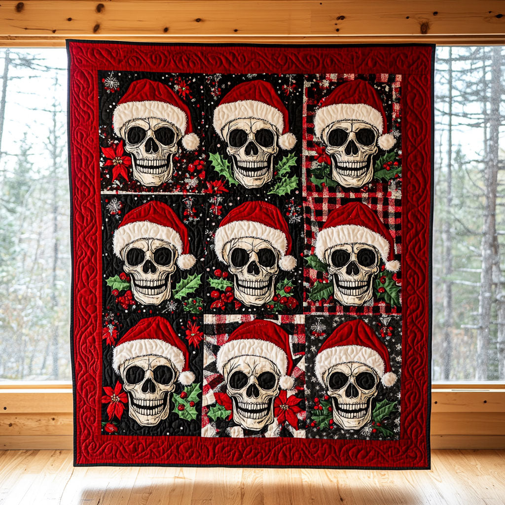 Santa Skull Parade Quilt Perfect Quilt Blanket Gift for Family and Friends