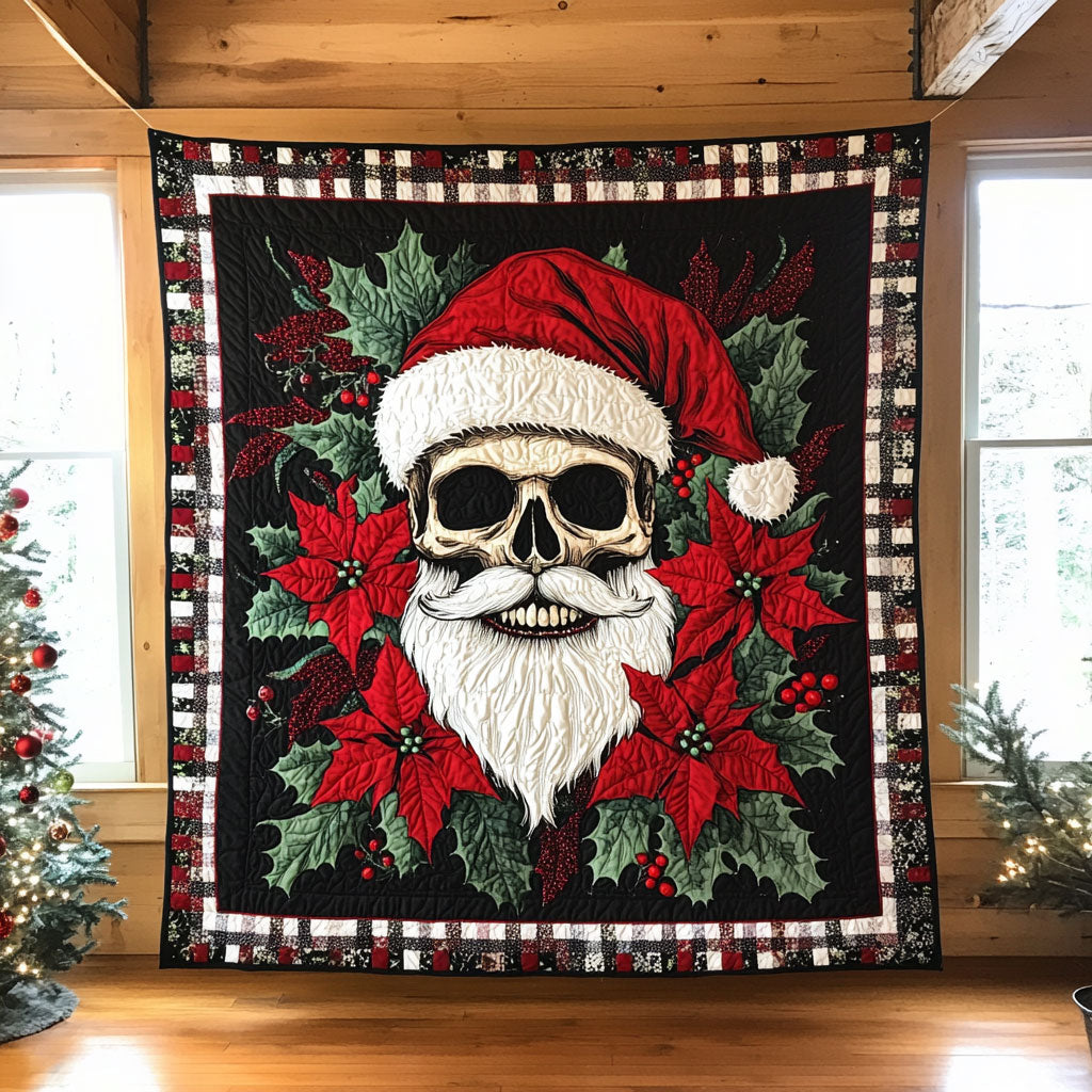 Santa Skull Quilt Lightweight Quilt Blanket for Year-Round Comfort