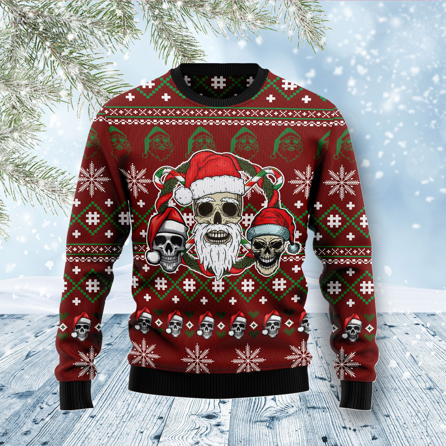 Santa Skull Ugly Christmas Sweater Dark Humor Christmas Sweaters Santa Claus Gifts