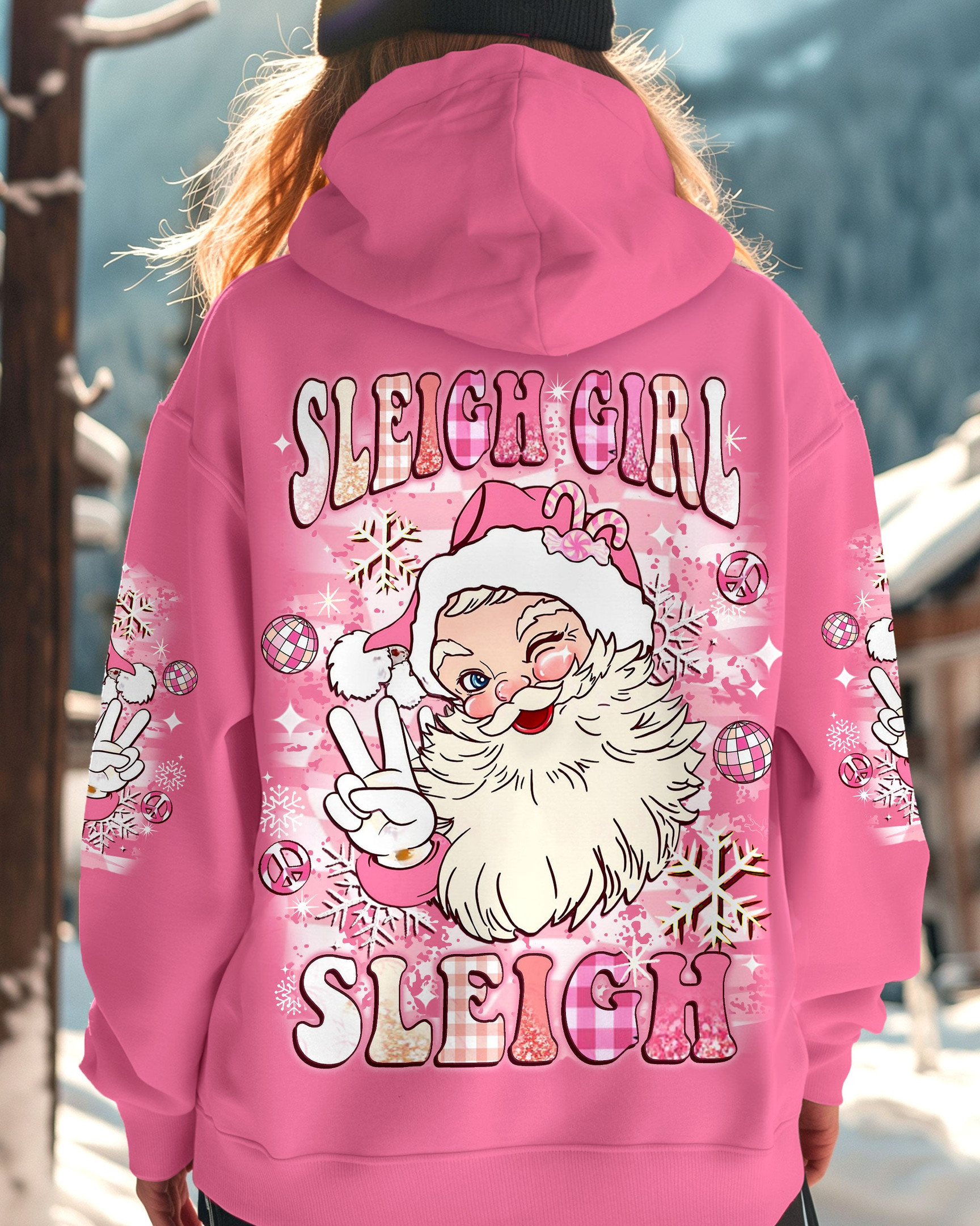 Santa Sleigh Girl Sleigh Christmas Hoodie Pink Santa Xmas Clothing Presents Ideas 2025